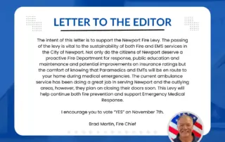 Chief Martin's Letter to the Editor supporting Newport's Fire Levy