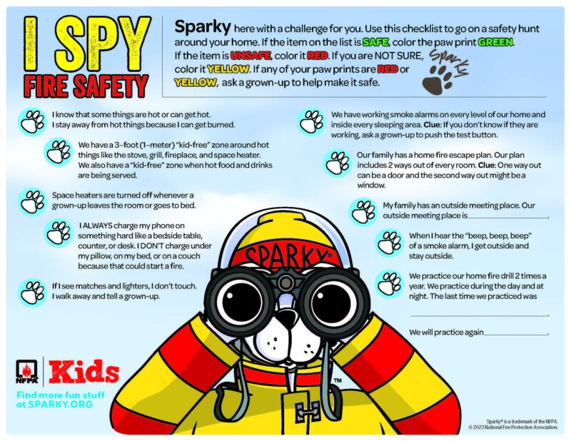 Image for the Tweet beginning: Join Sparky's Fire Safety Challenge